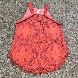 Sundance Kerala Halter Top 100% Silk Coral Geometric Tribal Print Size 12 NEW